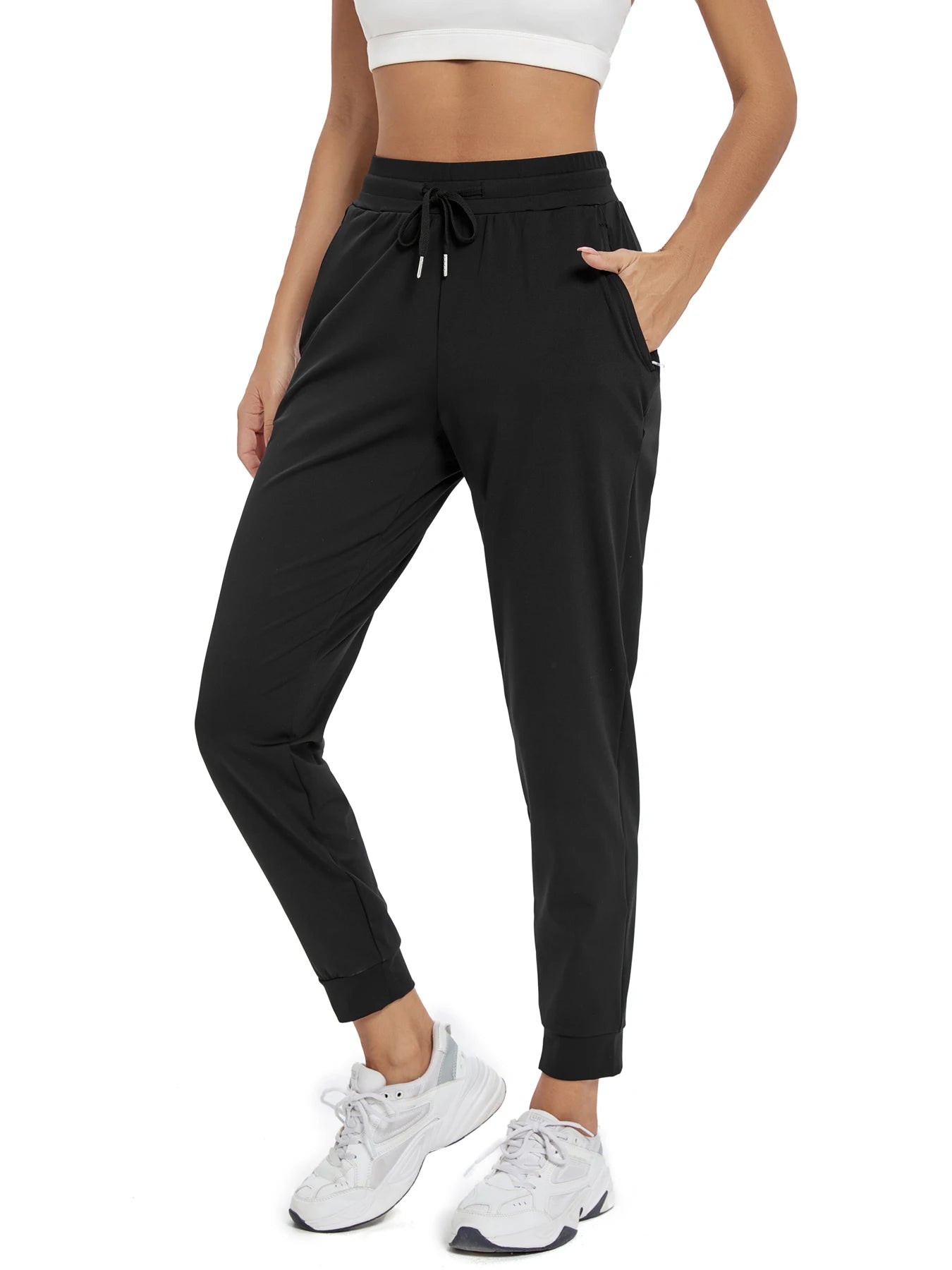 CN Fujian Women's High Waisted Joggers With Slash Pockets
