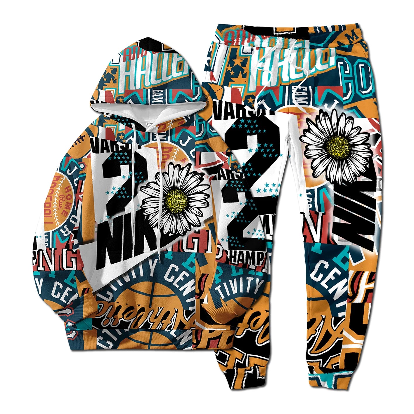 CN Jiangxi European Style NK Letter Hoodie And Pants 2 Piece Set