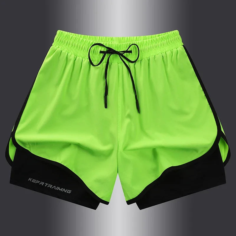 Unisex Polyester Running Shorts Double Layer Anti Glare For Sports