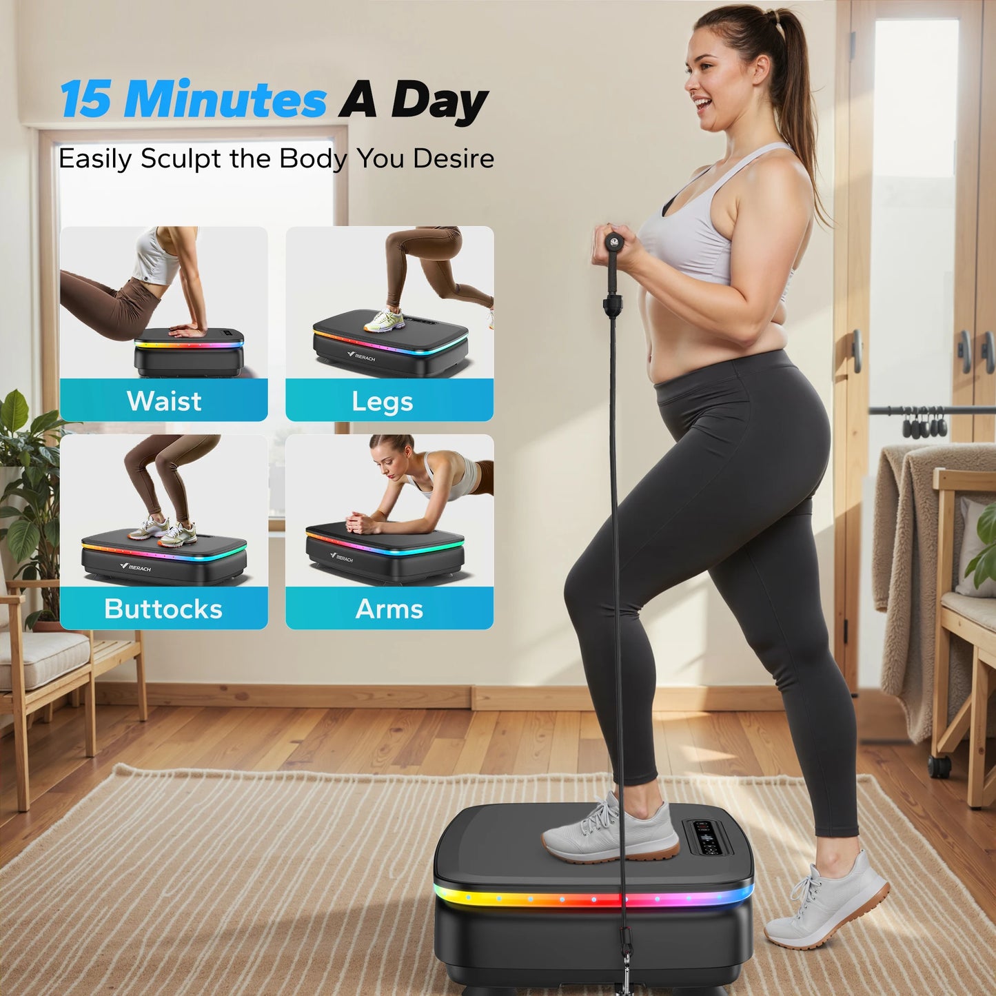 Merach Vibration Plate Exercise Machine For Whole-Body Toning Lymphatic Drainage