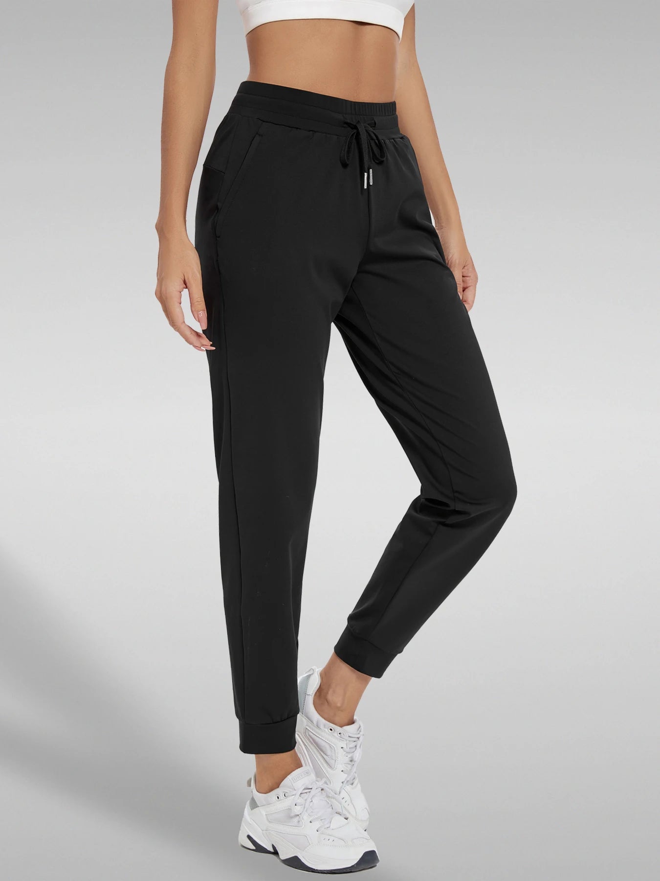 CN Fujian Women's High Waisted Joggers With Slash Pockets