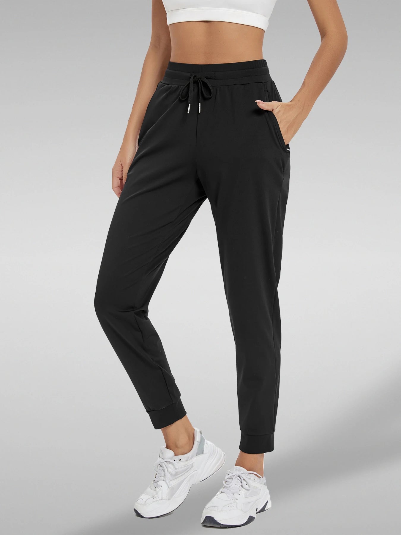 CN Fujian Women's High Waisted Joggers With Slash Pockets
