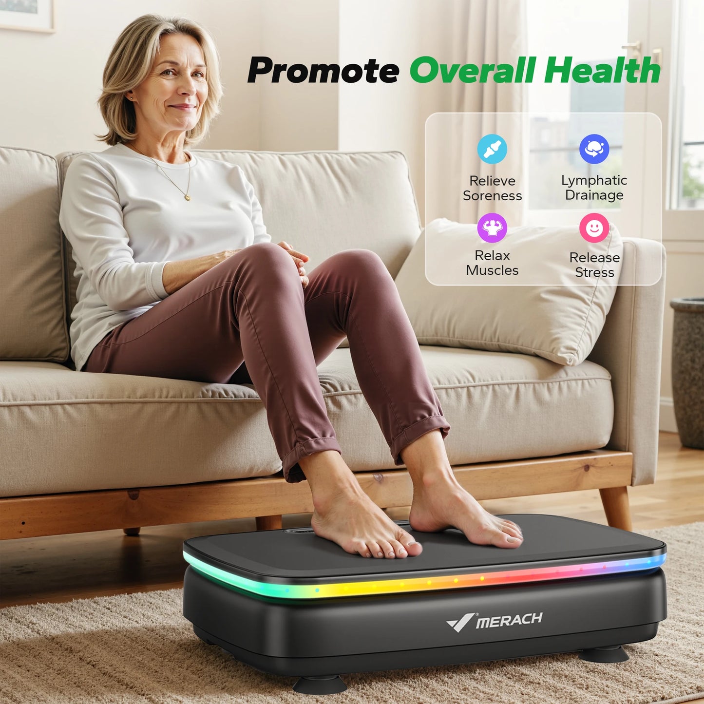 Merach Vibration Plate Exercise Machine For Whole-Body Toning Lymphatic Drainage