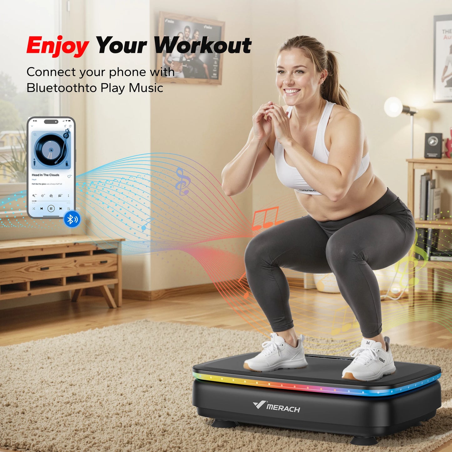 Merach Vibration Plate Exercise Machine For Whole-Body Toning Lymphatic Drainage