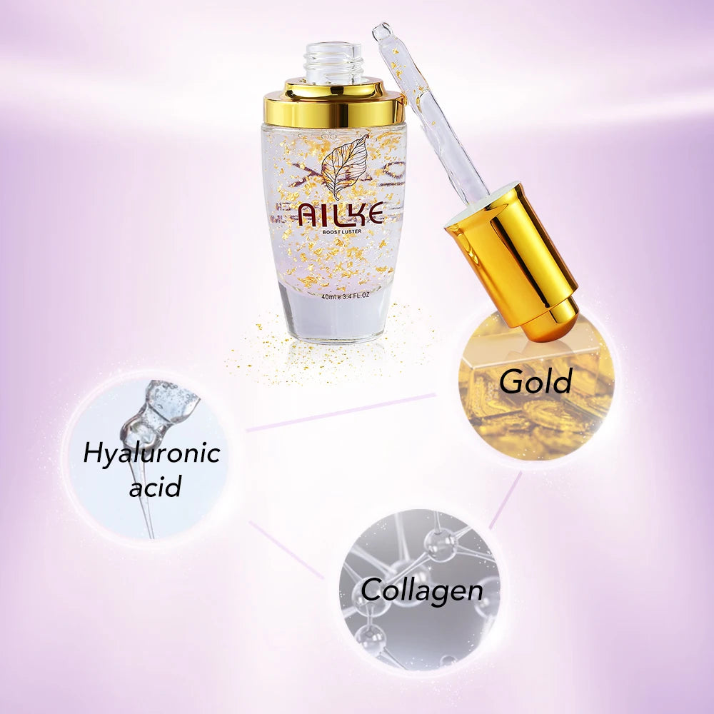 AILKE 24K Gold Facial Serum Hyaluronic Acid Whitening Moisturizing