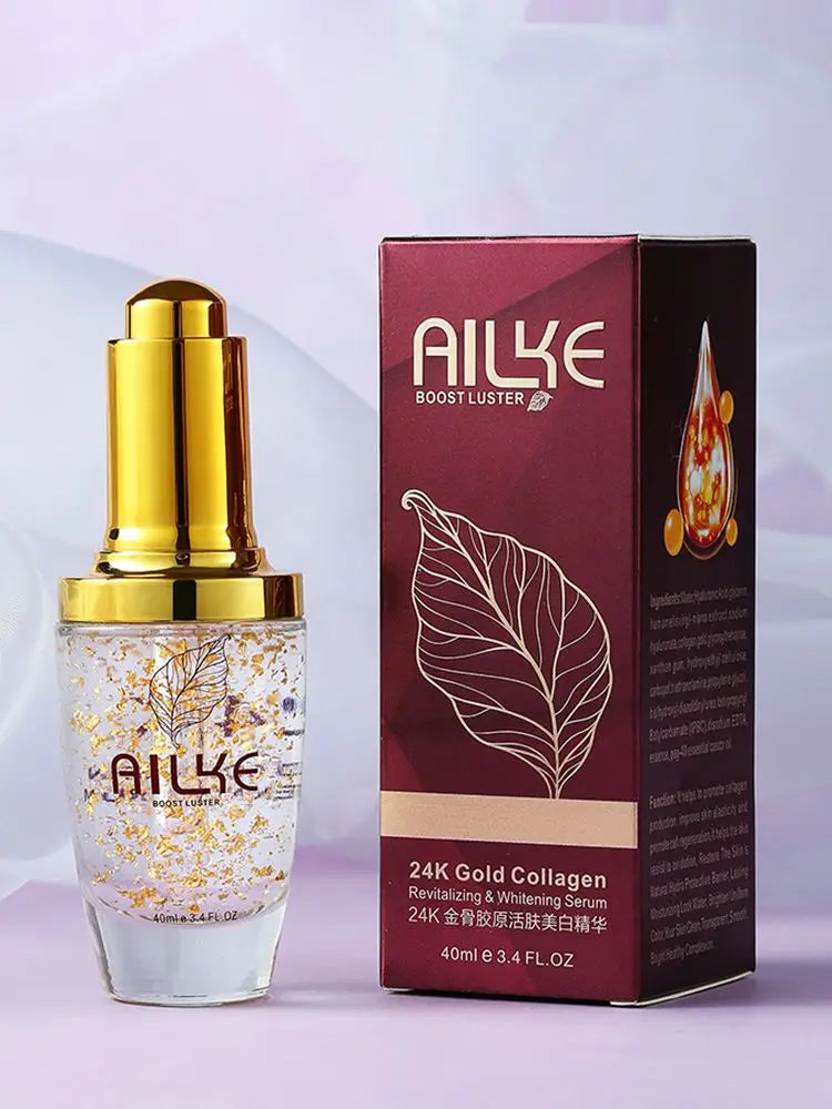 AILKE 24K Gold Facial Serum Hyaluronic Acid Whitening Moisturizing