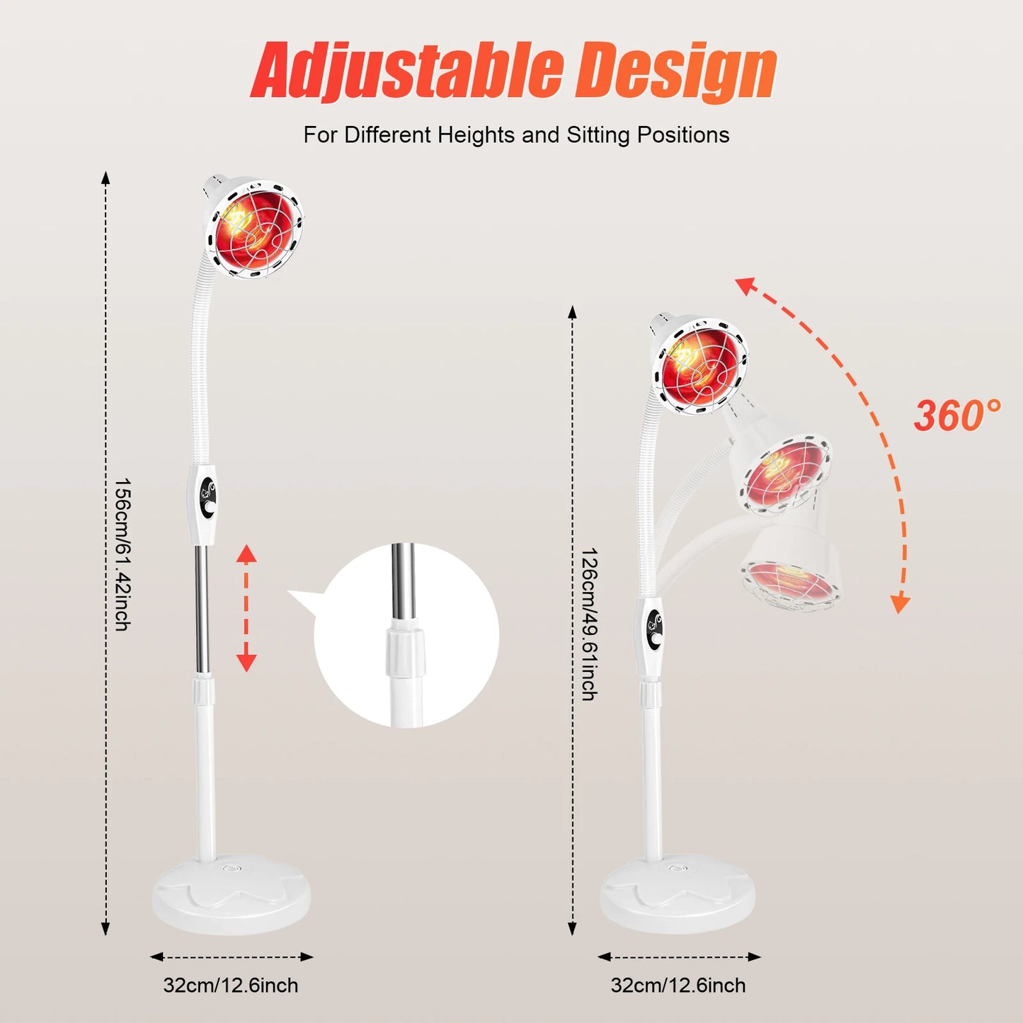275W Infrared Light Therapy Lamp For Body Pain Relief