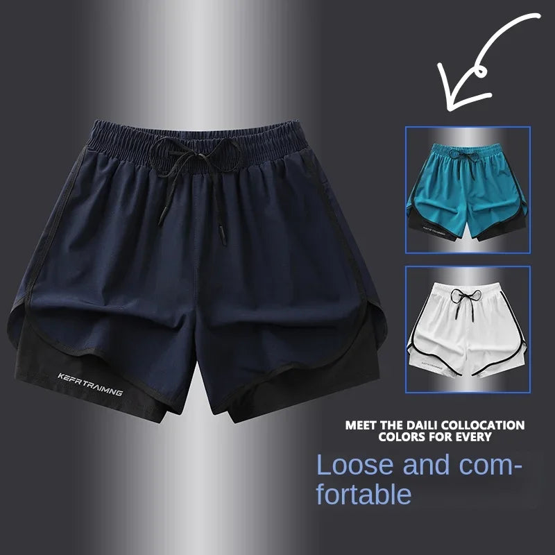Unisex Polyester Running Shorts Double Layer Anti Glare For Sports