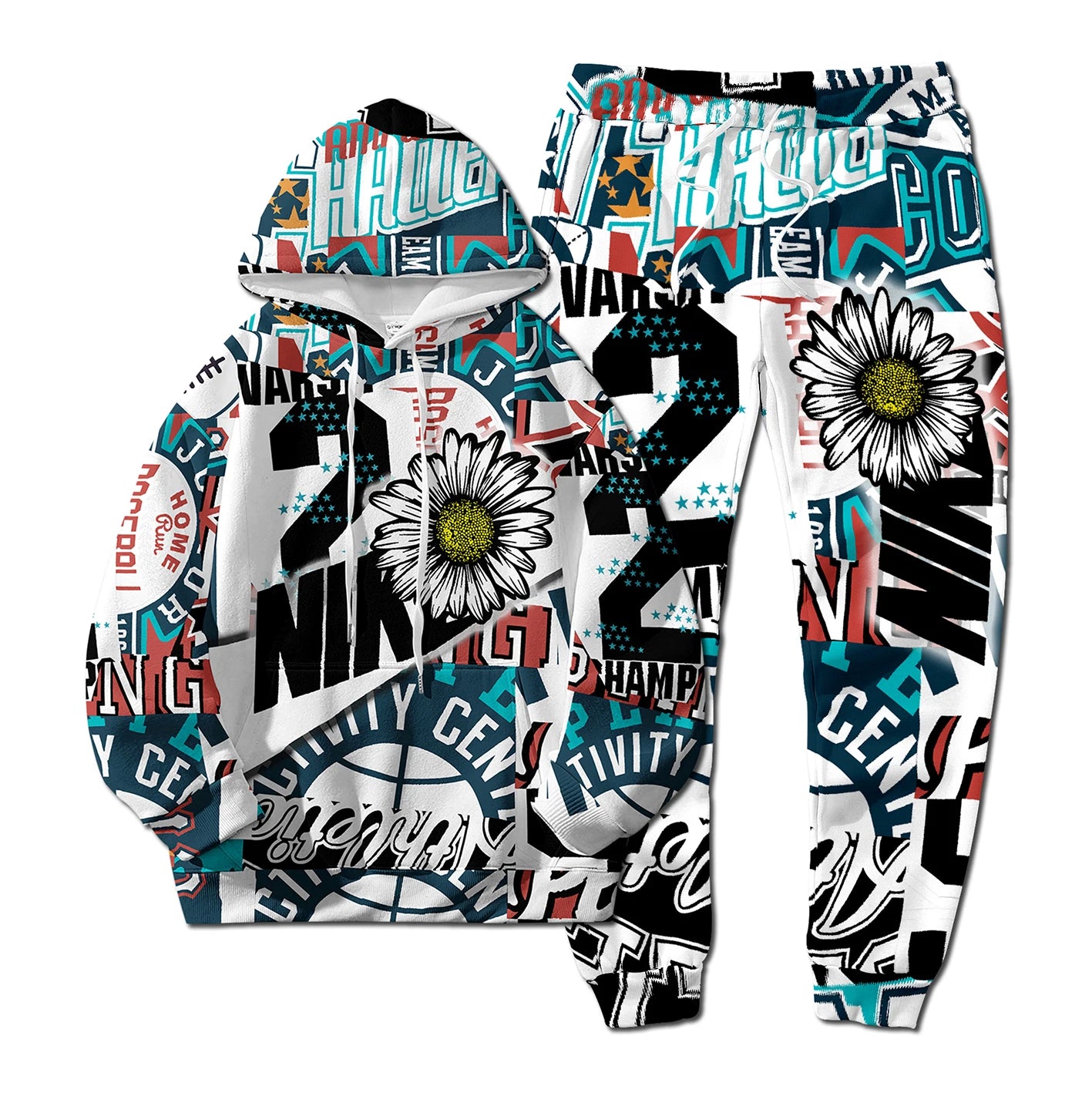 CN Jiangxi European Style NK Letter Hoodie And Pants 2 Piece Set