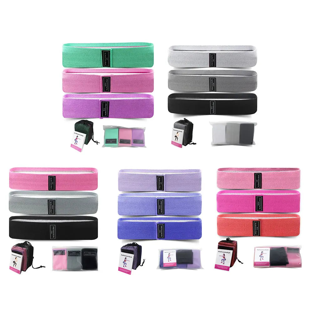 Three Pack Resistance Bands Set Non Slip Booty Bands Workout