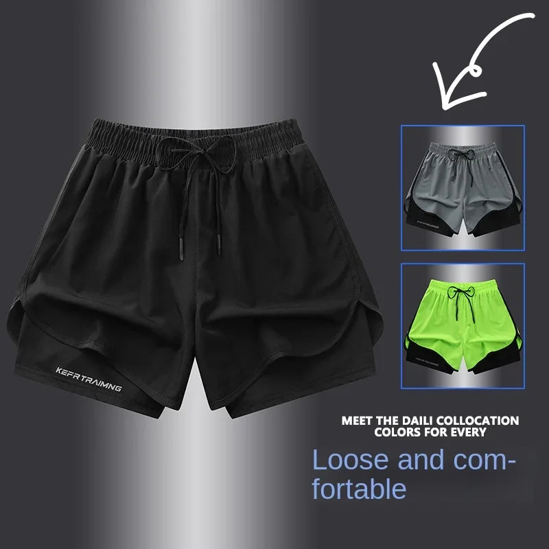Unisex Polyester Running Shorts Double Layer Anti Glare For Sports