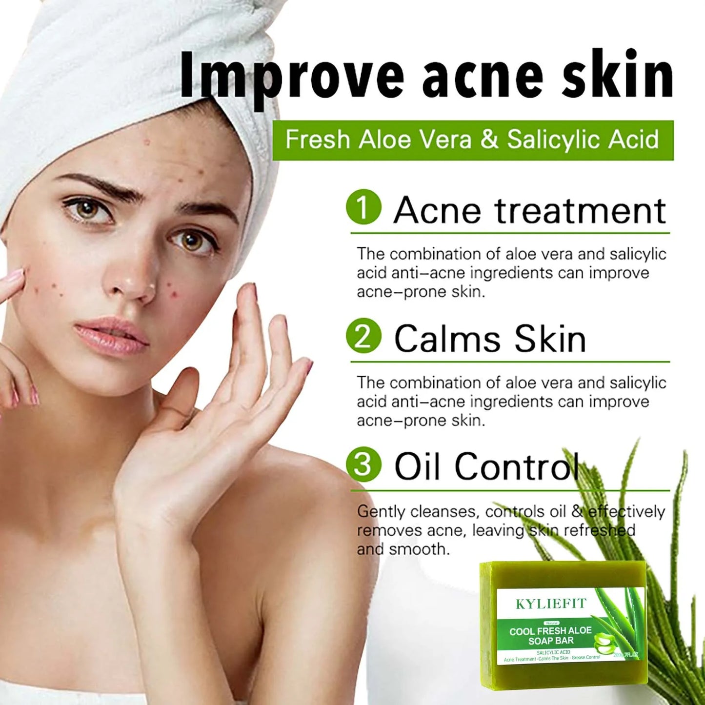 AILKE Aloe Vera Whitening Soap for Acne and Radiant Skin