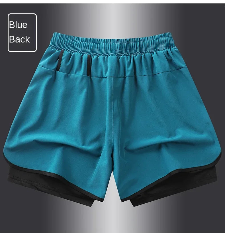 Unisex Polyester Running Shorts Double Layer Anti Glare For Sports