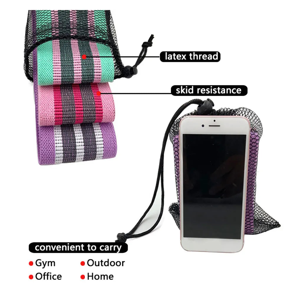 Three Pack Resistance Bands Set Non Slip Booty Bands Workout