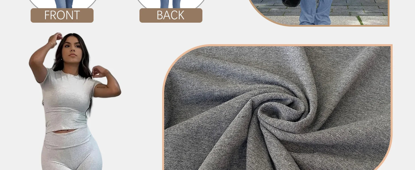 Zhejiang Women's Two-Piece Yoga Set Short Sleeve Top Flared Pants