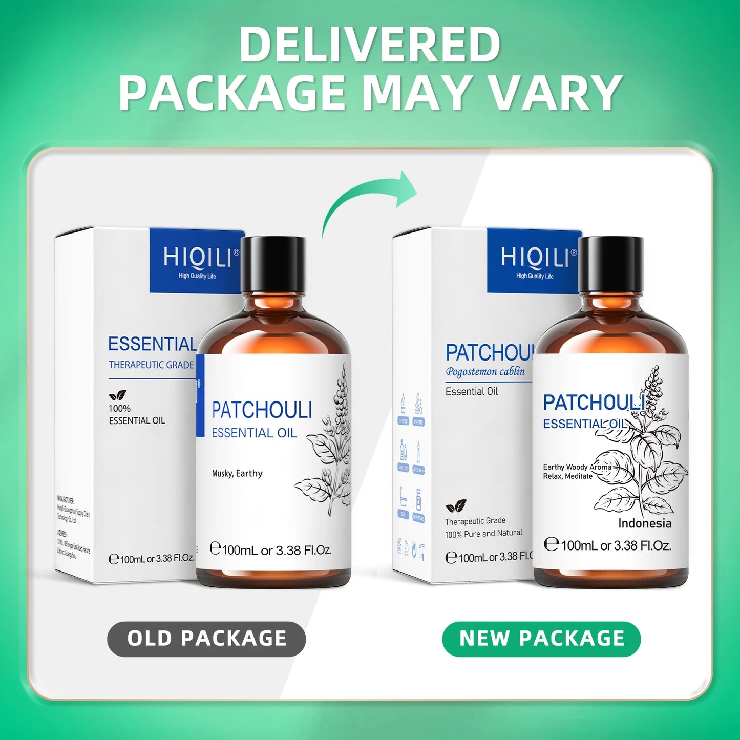 HIQILI Patchouli Essential Oil Pure for Aromatherapy Diffuser Humidifier