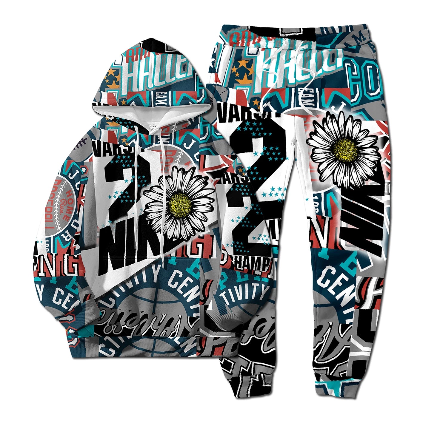 CN Jiangxi European Style NK Letter Hoodie And Pants 2 Piece Set