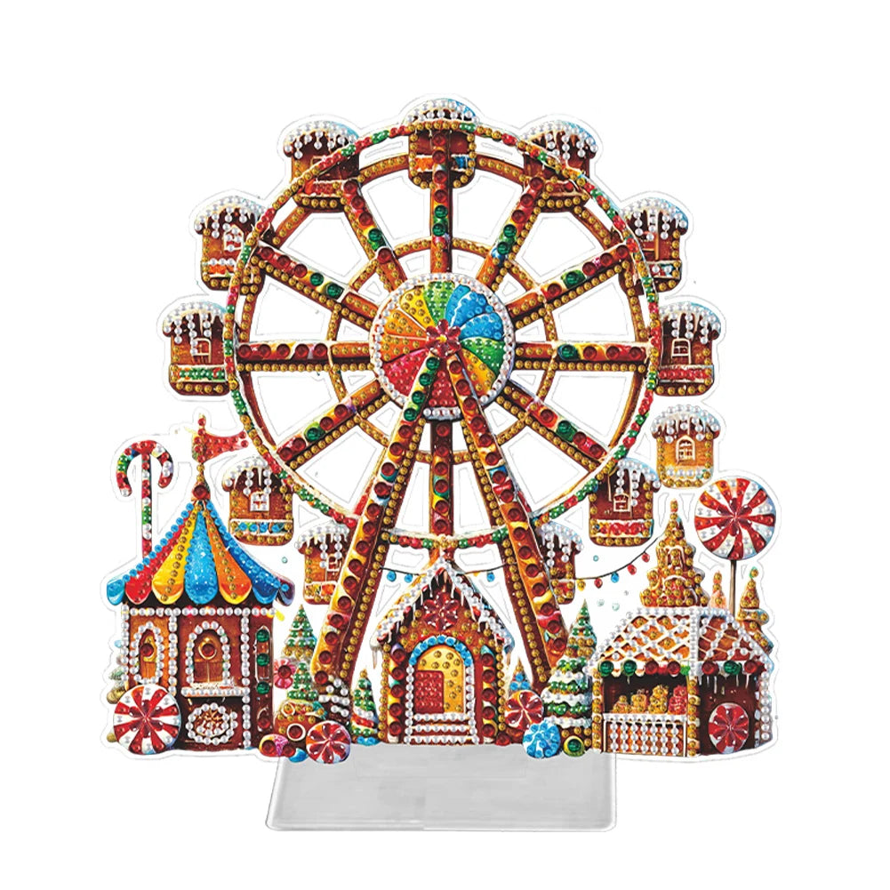 Desktop Diamond Art Kits Acrylic Christmas Merry Go Round Rhinestones Ornament