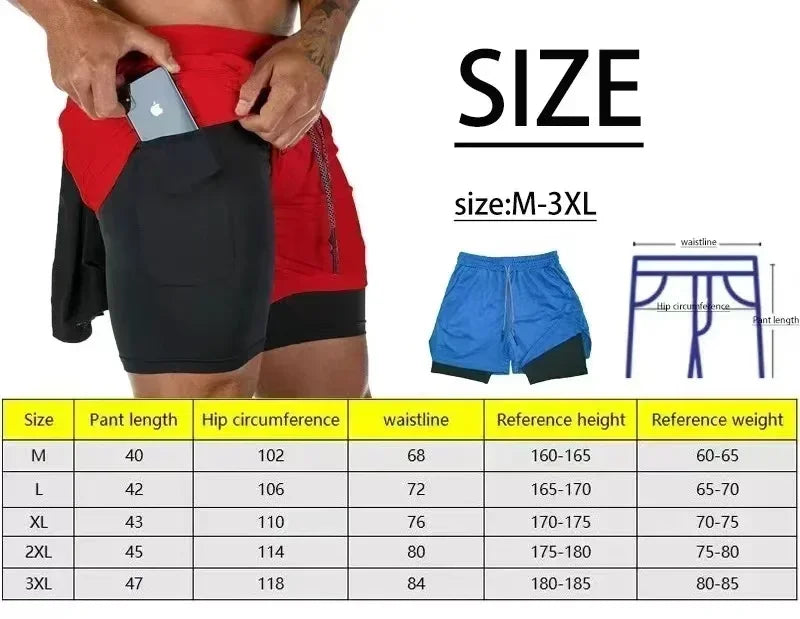 Men's Cross Printed 2 In 1 Training Shorts With Compression Lining Phone Pocket