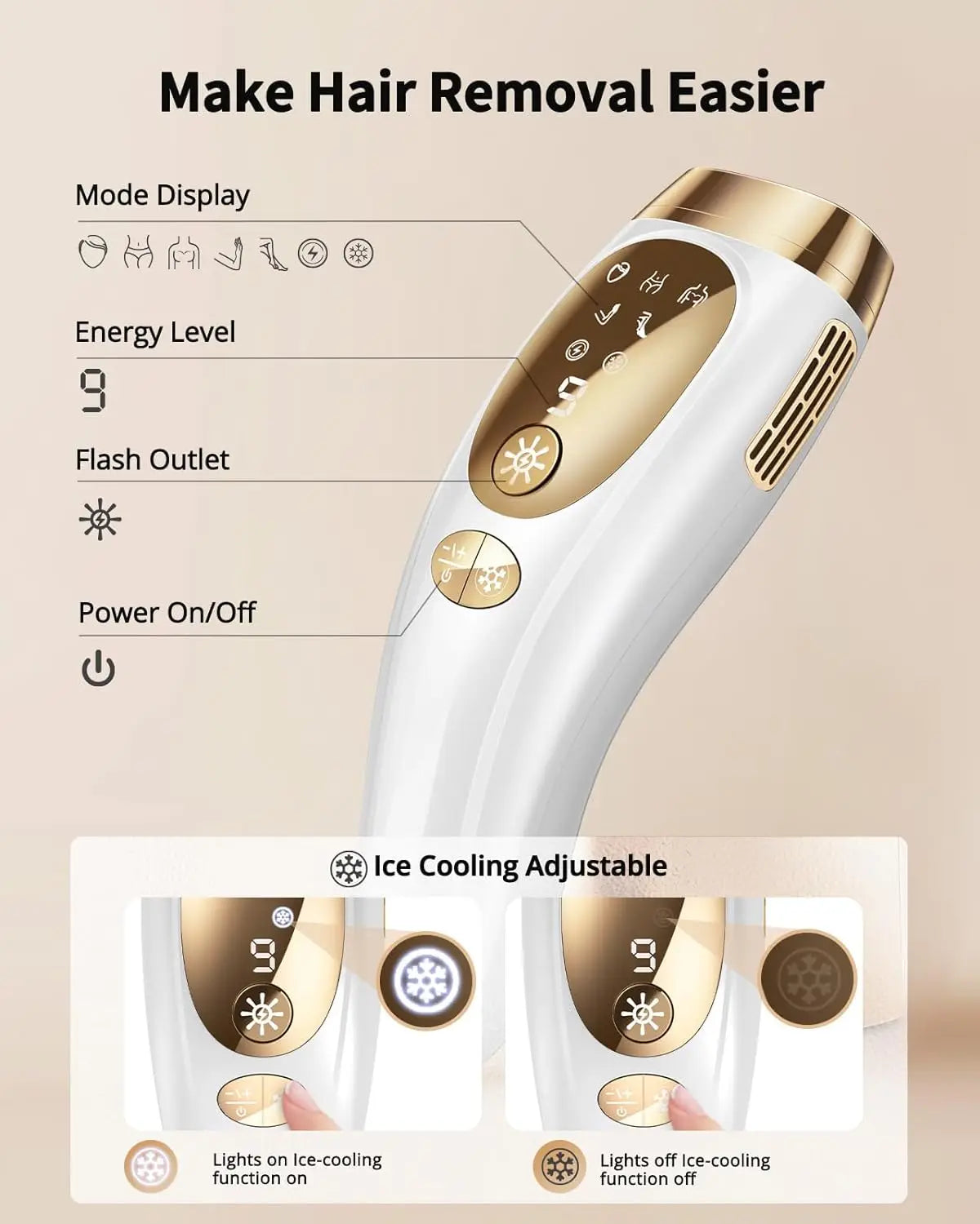 JOOYEE IPL Hair Removal Device With Auto Flash 9 Gear