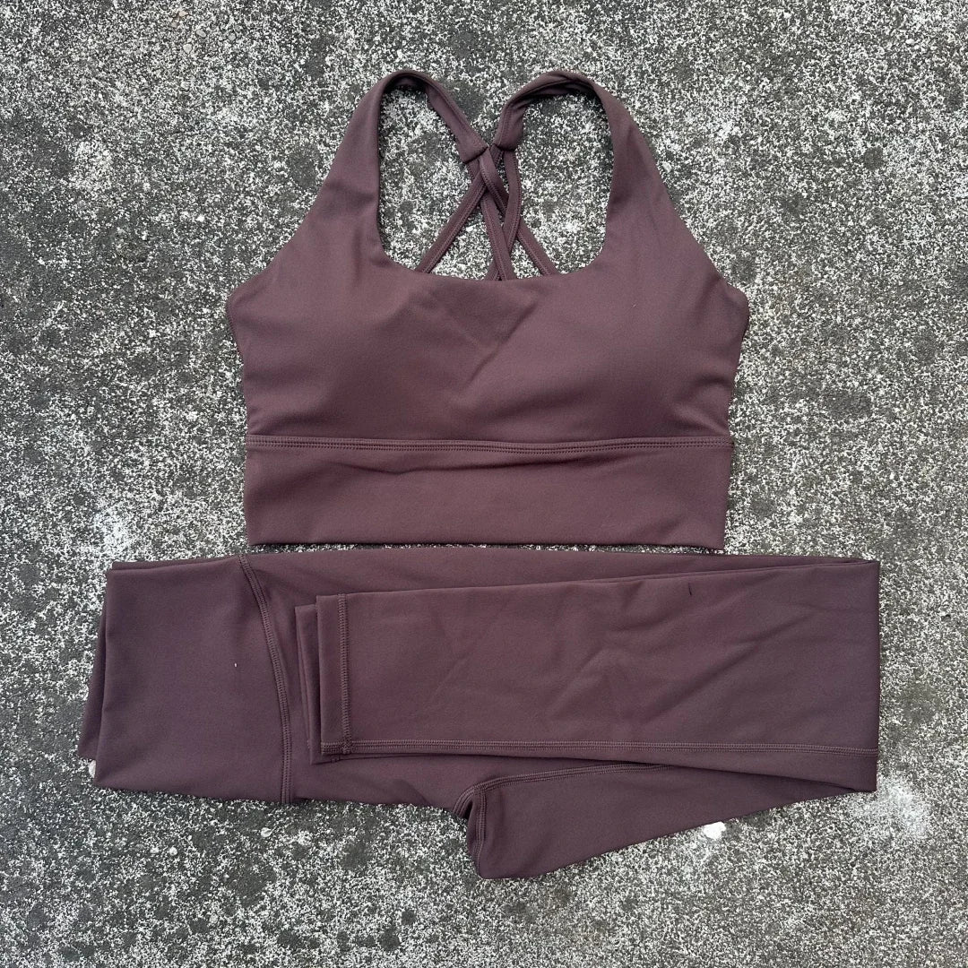 Cross Back High Impact Fitness Bra And Leggings Set