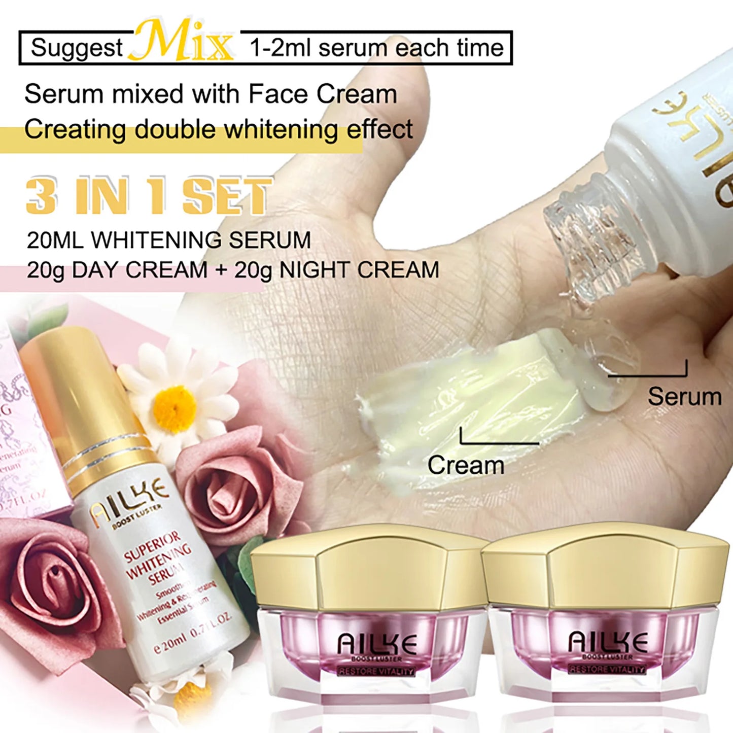 AILKE Whitening Face Cream With Sodium Hyaluronate For Wrinkles