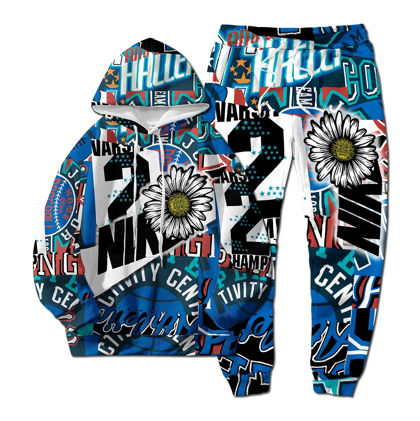 CN Jiangxi European Style NK Letter Hoodie And Pants 2 Piece Set