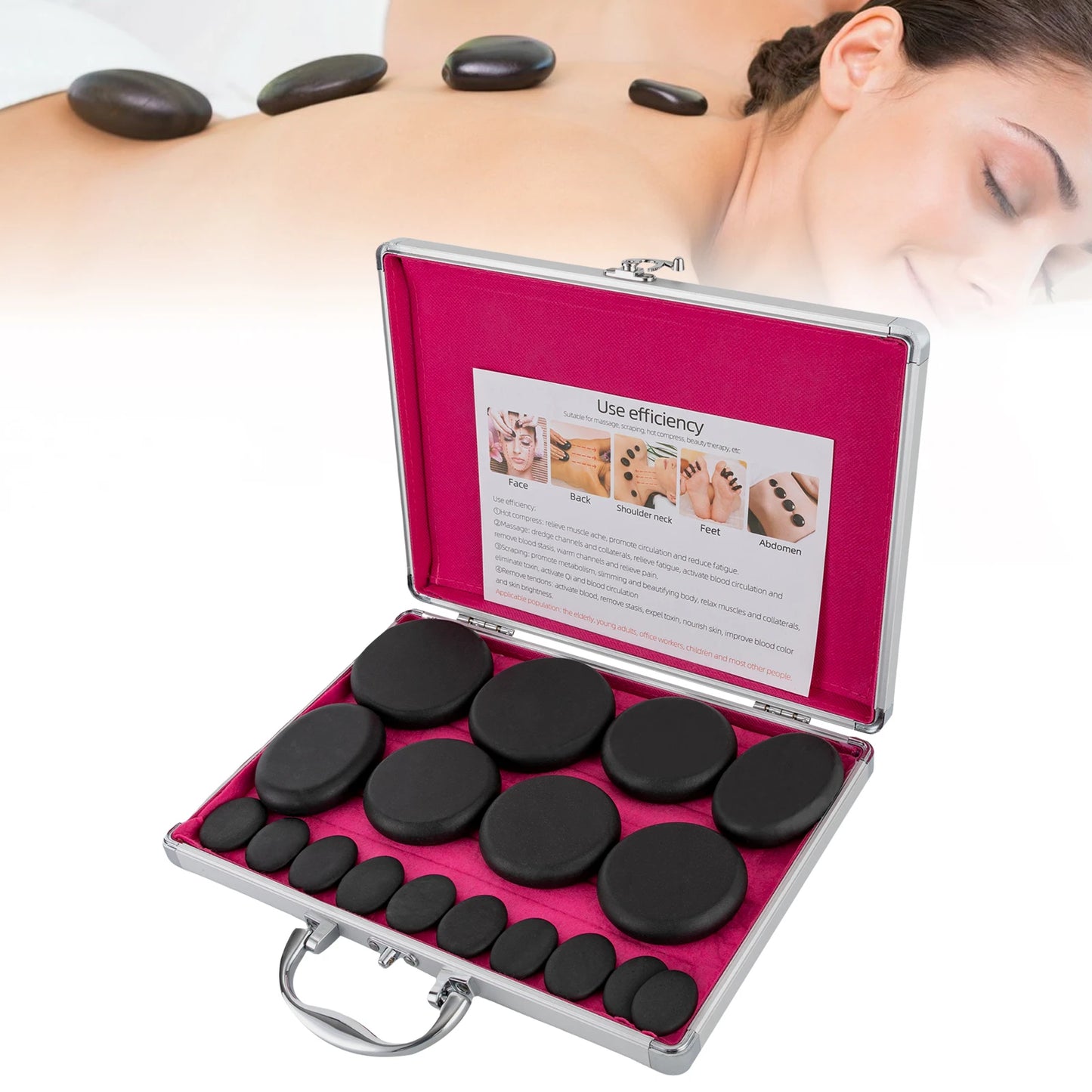 Bymaocar Hot Stone Massage Set With Heater Box And Stones