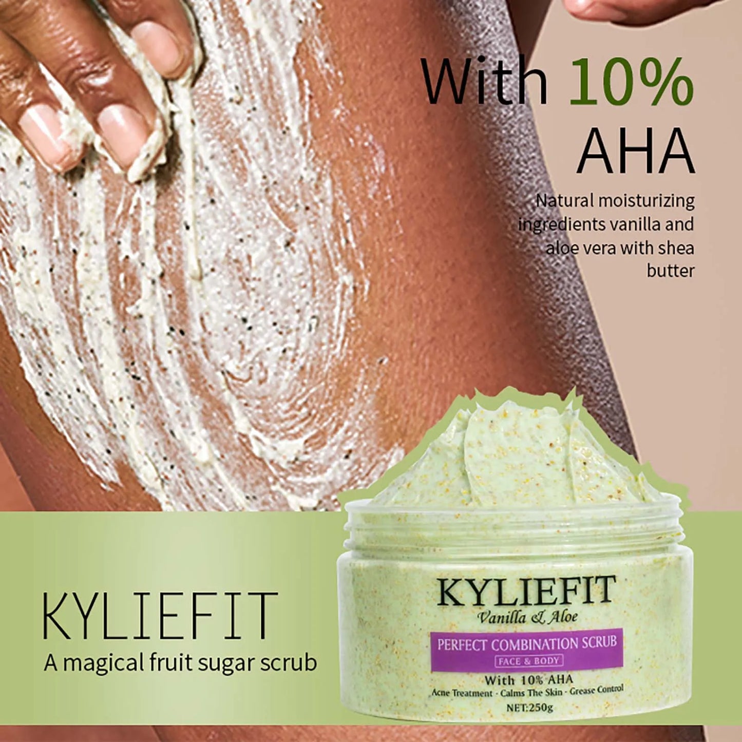 AILKE Premium Organic Scrub Set For Face Body Hands Aloe