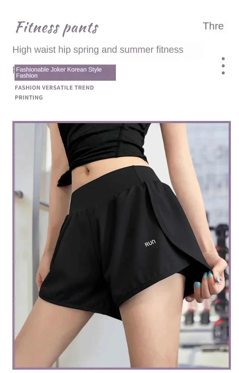 Women's Leisure Sports Breathable Slimming Yoga Shorts Two-Piece