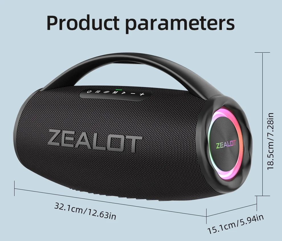 ZEALOT S97 80W Bluetooth Speaker With RGB Lights Subwoofer