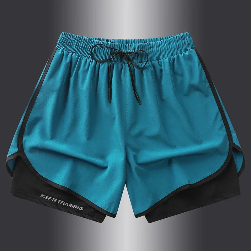 Unisex Polyester Running Shorts Double Layer Anti Glare For Sports