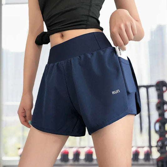Women's Leisure Sports Breathable Slimming Yoga Shorts Two-Piece