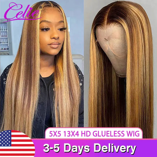 Celie Remy Human Hair Straight HD Lace Front Wig Premium