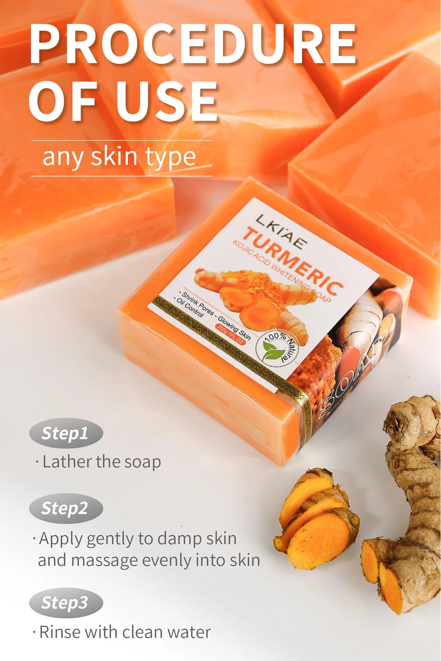 AILKE Turmeric Soap Bar Natural Herbal Whitening For Face