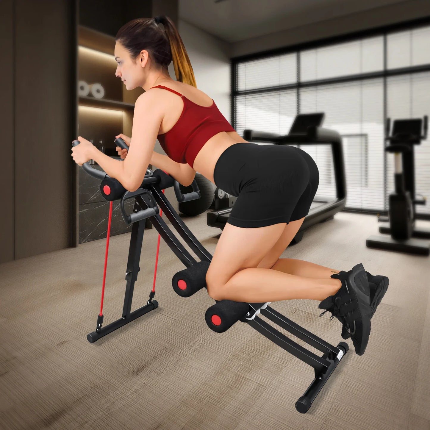 GIKPAL Foldable Ab Machine For Home Gym Abdominal Trainer LCD Display