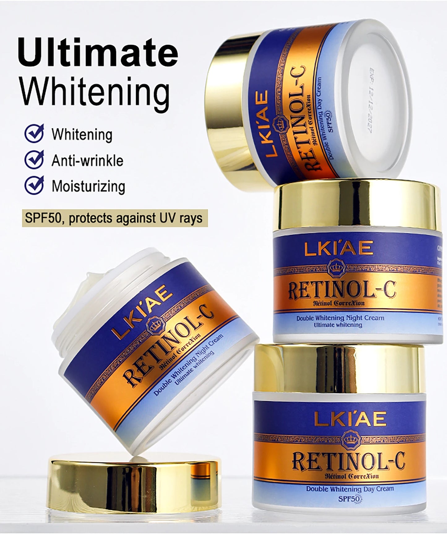 AILKE Day and Night Retinol Whitening Cream Snail Extract for Skin Types