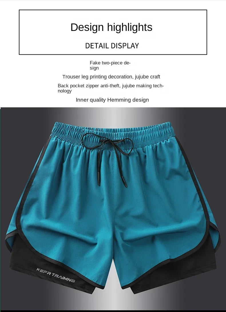 Unisex Polyester Running Shorts Double Layer Anti Glare For Sports