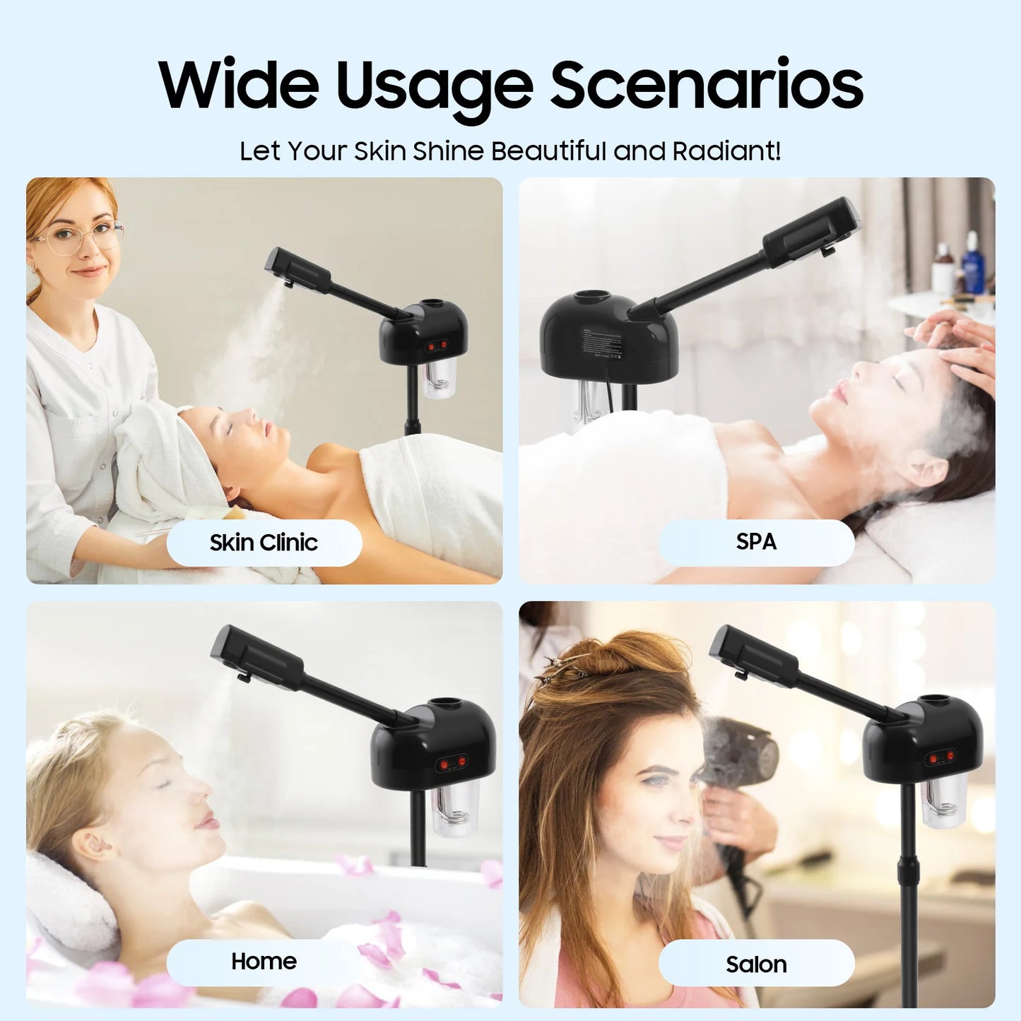 Commodity Facial Steamer 800W 110V Floor Standing Wheels Spa Salon