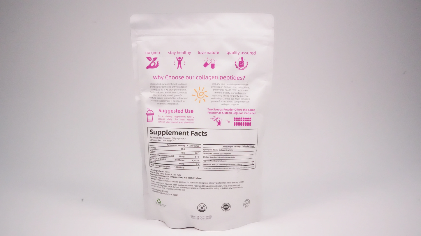 BIYODE Hydrolyzed Collagen Powder For Skin Hydration Wrinkles Hair Nails