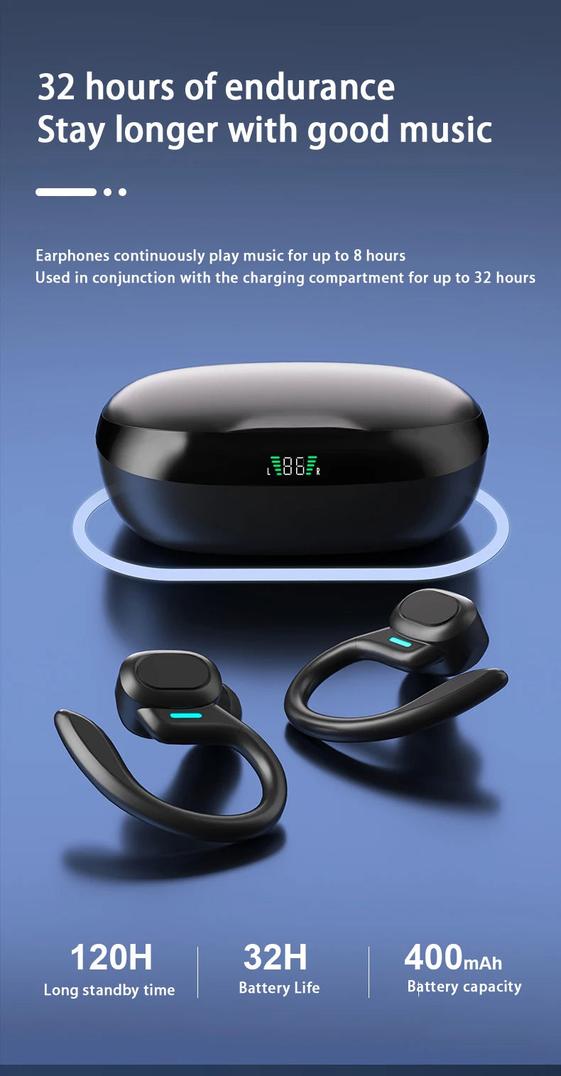 SHUKE Bluetooth Earbuds Wireless Earphones Sport Ear Hook Headset 9D HiFi