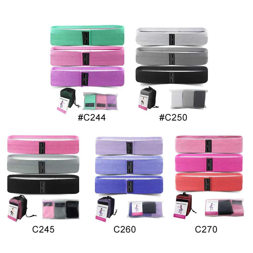 Three Pack Resistance Bands Set Non Slip Booty Bands Workout