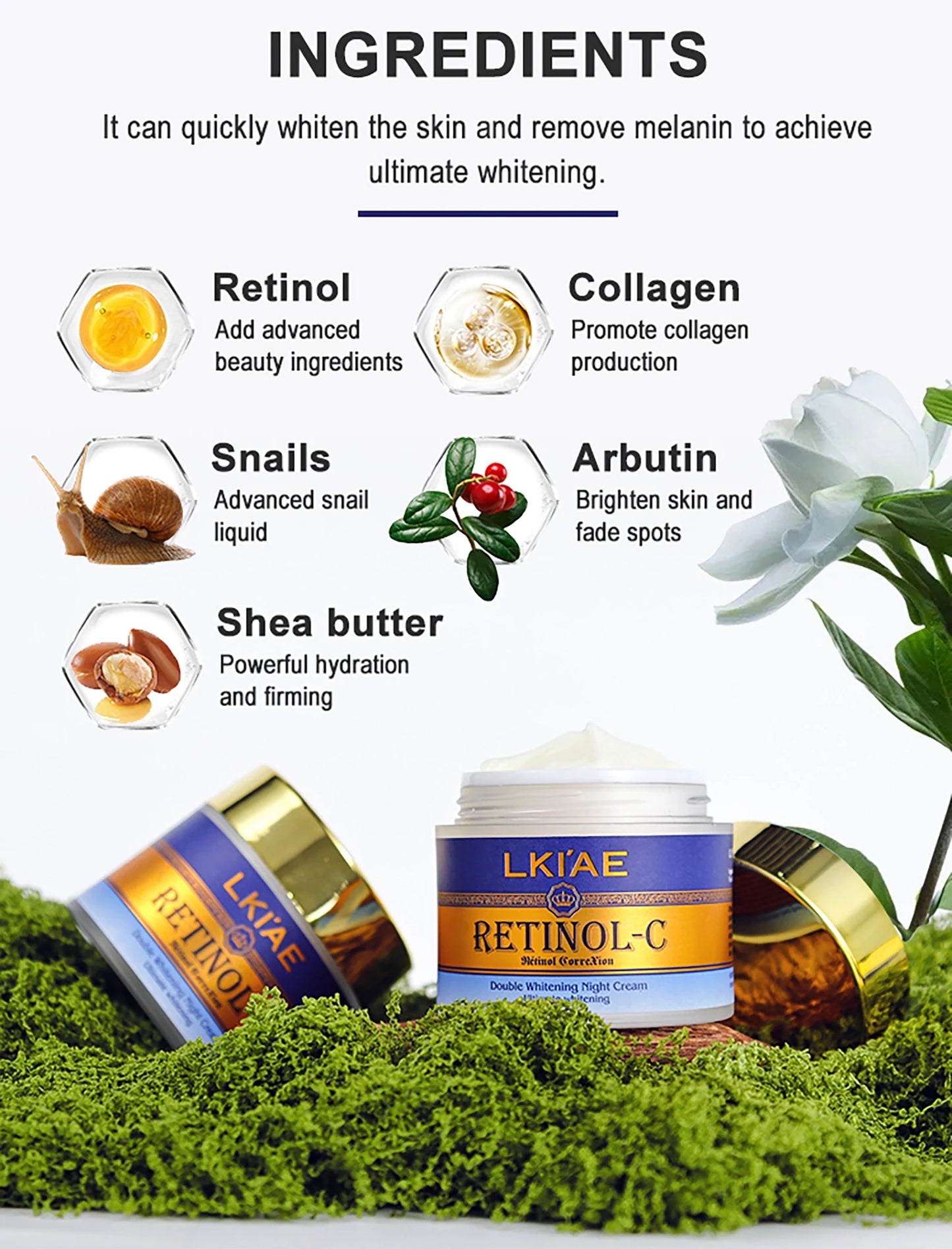 AILKE Day and Night Retinol Whitening Cream Snail Extract for Skin Types
