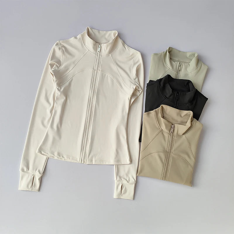 SKINOFSKIN Womens Stand Collar Yoga Jacket Windproof Running Top