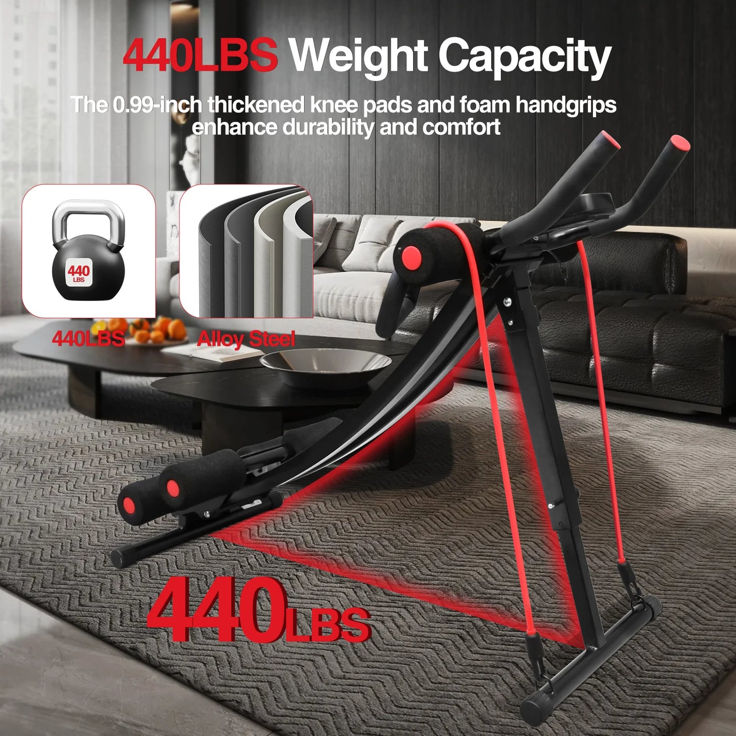 GIKPAL Foldable Ab Machine For Home Gym Abdominal Trainer LCD Display
