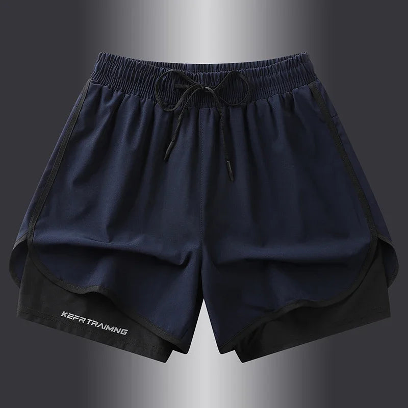 Unisex Polyester Running Shorts Double Layer Anti Glare For Sports