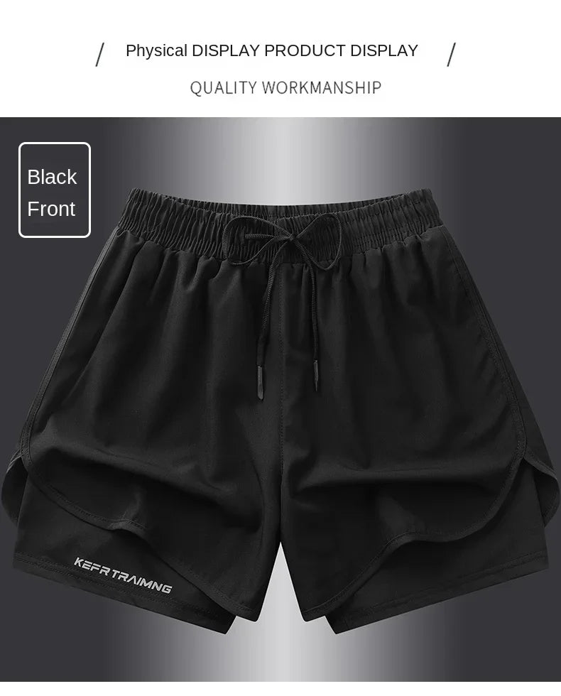 Unisex Polyester Running Shorts Double Layer Anti Glare For Sports