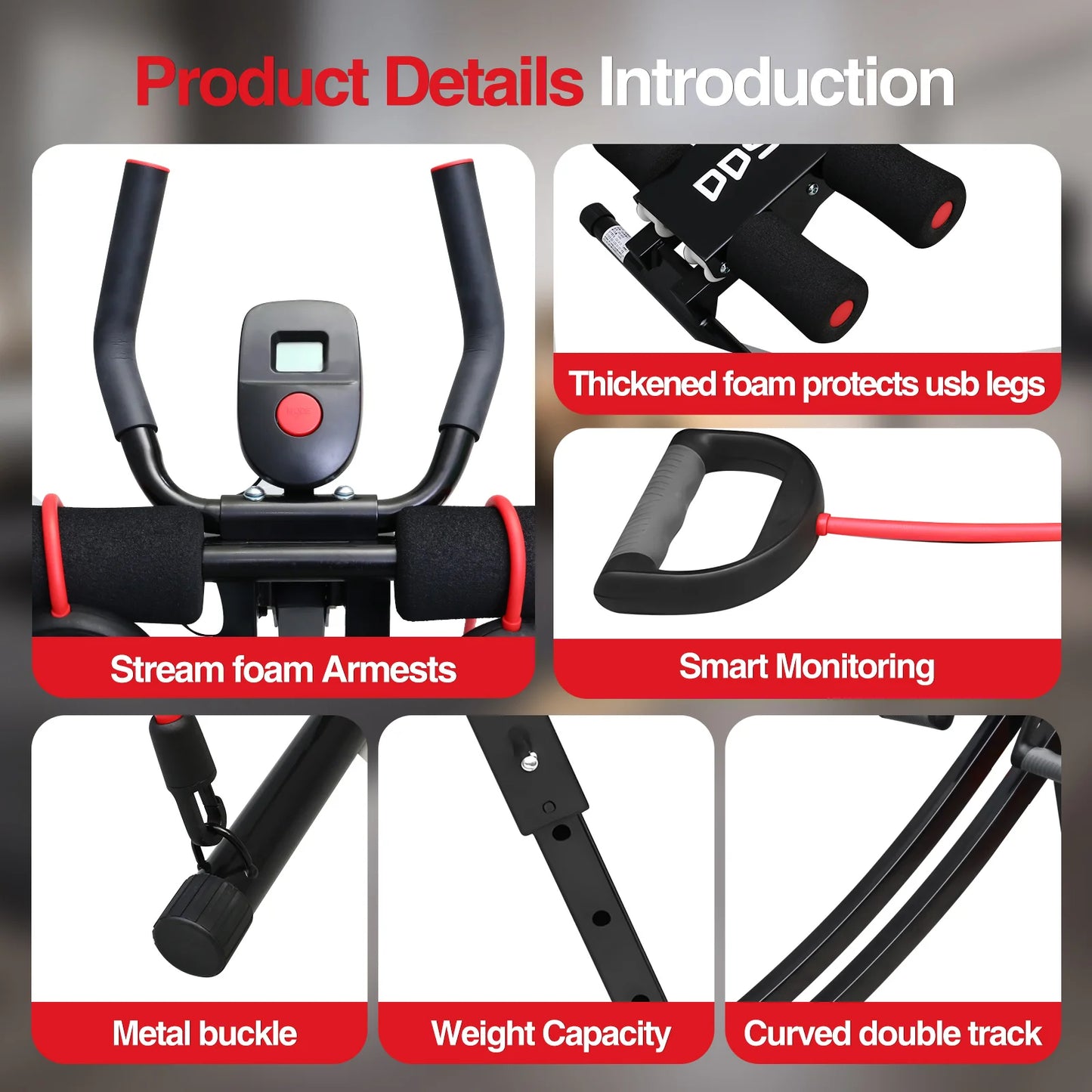 GIKPAL Foldable Ab Machine For Home Gym Abdominal Trainer LCD Display