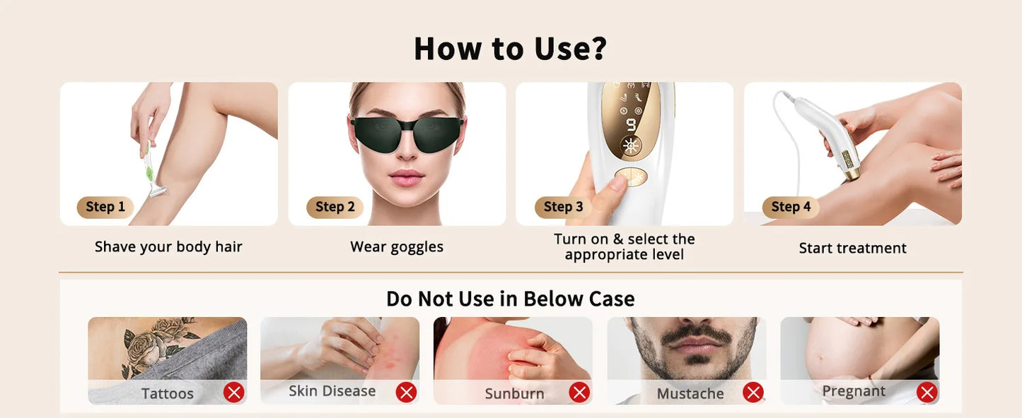 JOOYEE IPL Hair Removal Device With Auto Flash 9 Gear