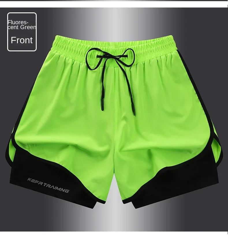 Unisex Polyester Running Shorts Double Layer Anti Glare For Sports